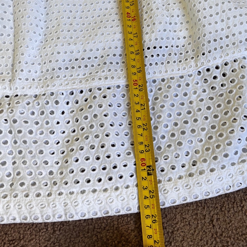 J.Crew White Cotton Eyelet Midi Skirt Elastic Waist Womens Size 4 - Picture 9 of 11
